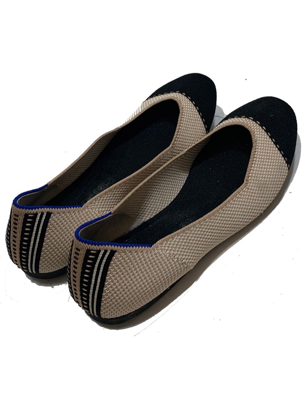 Rothys Beige and Black Women's Slip-On Flats